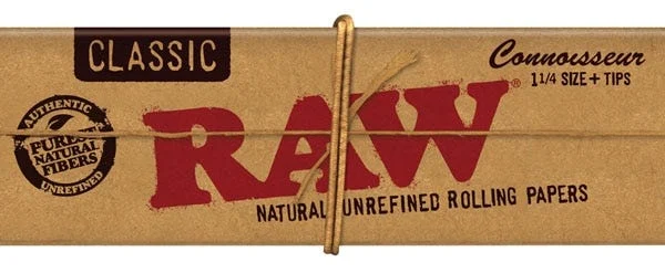 RAW Connoisseur Classic Rolling Papers & Tips | 1 1/4 | 24pk Display - New
