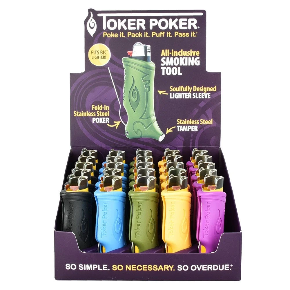 Toker Poker Lighter Sleeve | Metallic Assortment | 25ct Display - New