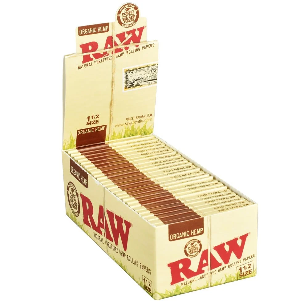 RAW Organic Hemp Rolling Papers | 1 1/2 | 25pk Display - New