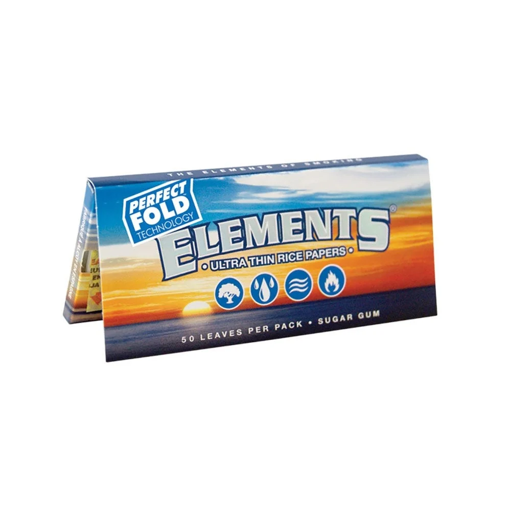 Elements Perfect Fold Ultra Thin Rice Rolling Papers | 1 1/4 | 25pk Display - New