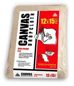 56703 Drop Cloth, 15 ft L, 12 ft W, 1/32 in Thick, Canvas, Beige/Cream - Trimaco
