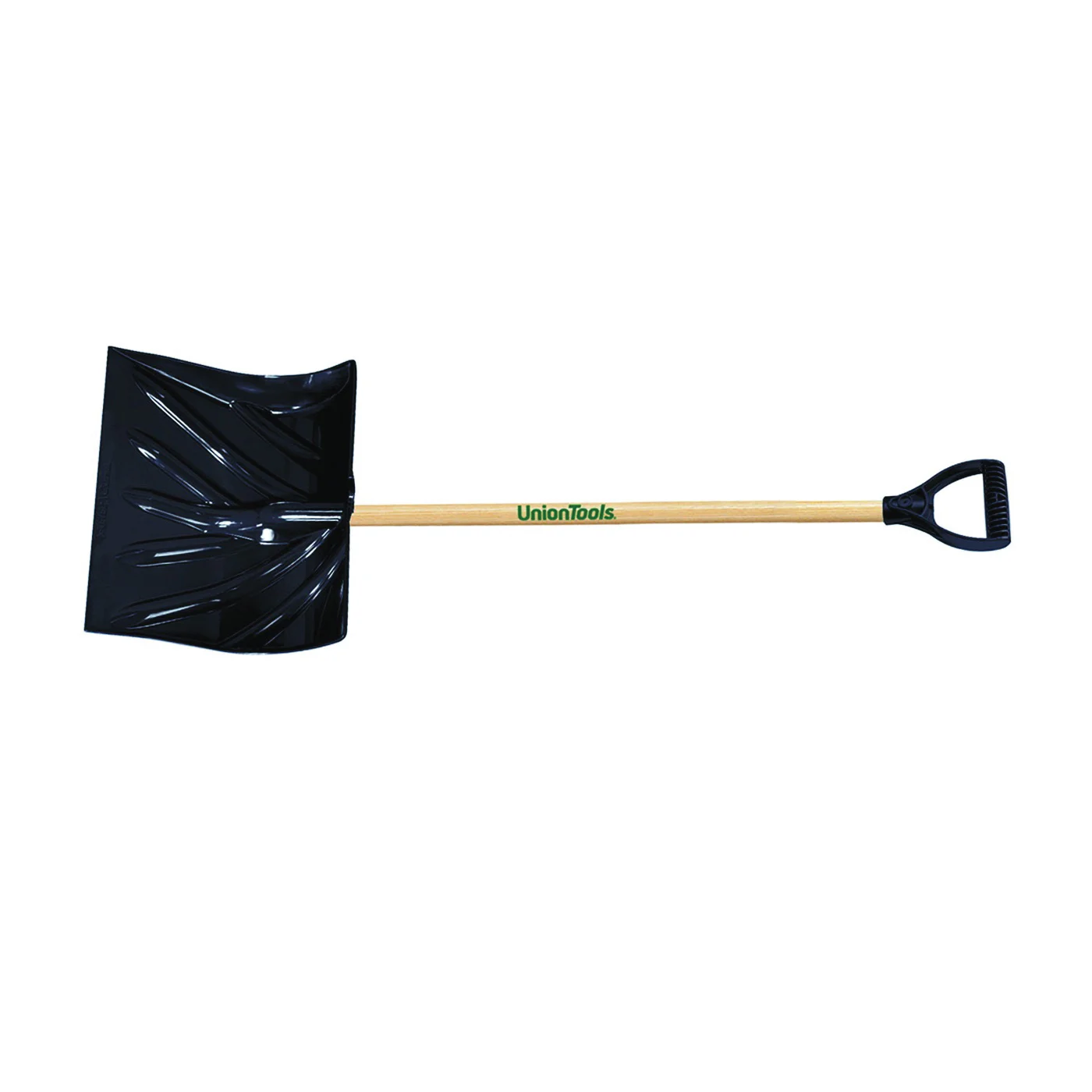 1627400 Snow Shovel, 50-1/2 in OAL Shovel, 18 in W Blade, 5-1/2 in L Blade, Combo Blade, Polyethylene Blade, Wood Handle, Black/Brown
