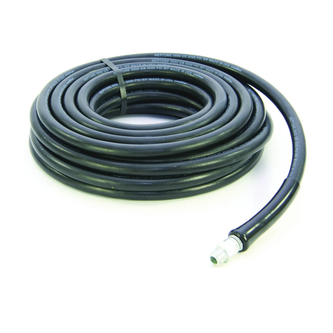 1190-0375-50 Pressure Washer Hose Assembly, 50 ft L, NPT Male x Male Swivel, Rubber, Black