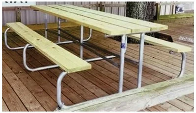 320-32 Picnic Table Frame, Specifications: 1-5/8 in Tube Size, Galvanized Finish, Dimensions: 6 ft L, Lumber Not Included