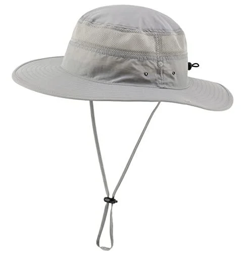 Connectyle Outdoor Mesh Sun Hat Wide Brim UV Sun Protection Hat Fishing Hiking Hat Grey
