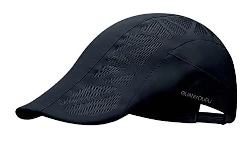 2023 Men Solid Mesh Baseball Cap Soft Breathable Newsboy Cap Fashion UV Protection Sun Hat Adjustable Summer Outdoor Blue - Rungion