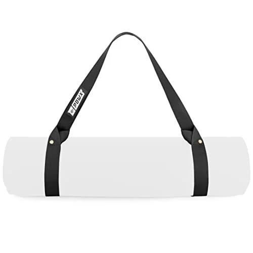 PowX Yoga Strap for Carrying Mat Yoga Mat Straps for Carrying Your Mat Anywhere & Using as a Stretching Strap, 1.5x63'' Black