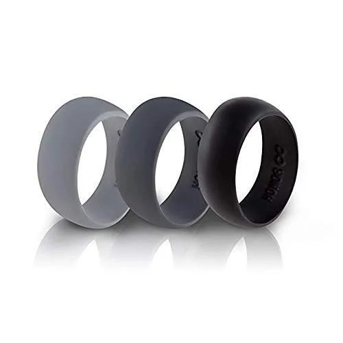 Silicone Wedding Ring Band by HonorGear - 3 Rings Pack Premium Wedding Bands Engagement Active Men Athletes Comfort Fit 8.5
