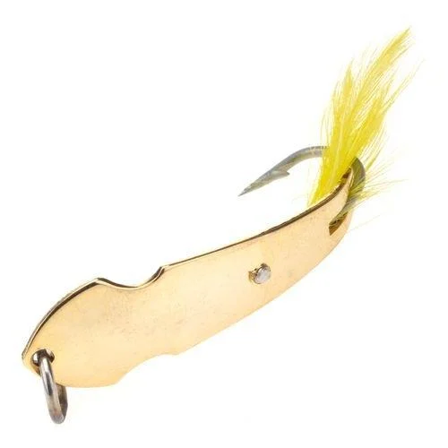 Luhr Jensen 13 Pet Spoon/Chartreuse Feather 24K Gold Plate