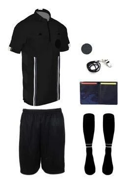 New! Pro Soccer Referee Package (7 Piece) Black YL (Chest 32-34")