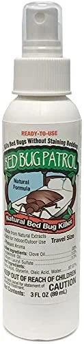 Bed Bug Spray by Bed Bug Patrol - All Natural Bed Bug Killer - Bed Bug Travel Spray - Child & Pet Safe - Plant Based - Non-Toxic - TSA Approved - Recommended for Hotels, AirBnB, RV, Rideshare, Suitcase, Luggage - 3oz Travel Spray 3oz (Travel)