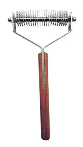Mars Coat King Dematting Undercoat Grooming Rake Stripper Tool for Dogs and Cats, Stainless Steel with Wooden Handle, Made in Germany 23-Blade Double Wide