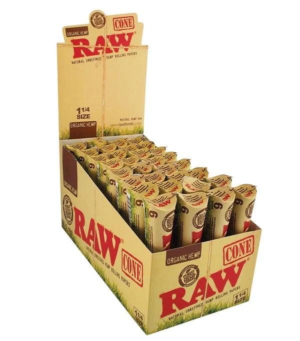 RAW Organic Hemp Cones | 1 1/4 | 6pc | 32pk Display - New