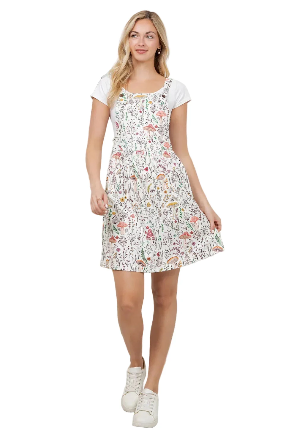 Floral Mushroom Corduroy Overall Dress - LA Soul