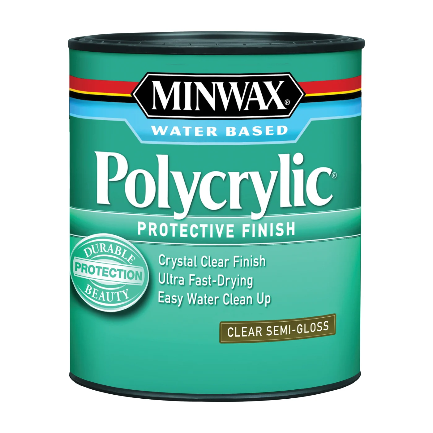 Polycrylic 244444444 Polyurethane, Semi-Gloss, Liquid, Crystal Clear, 0.5 pt Can