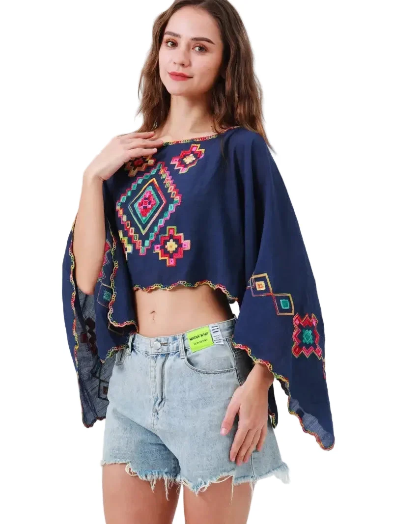 Reversible Geometric Kimono in Navy - Leto Accessories