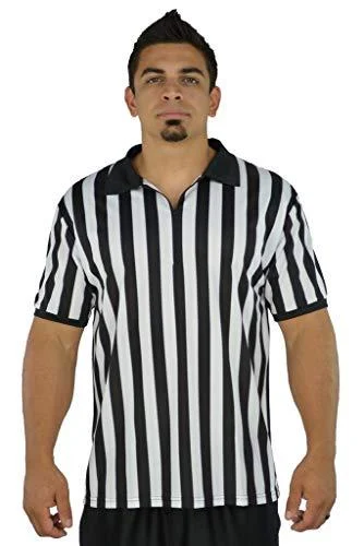 Mato & Hash Mens Referee Shirts/Umpire Jersey with Collar for Officiating and Costumes 4X-Large Black/White