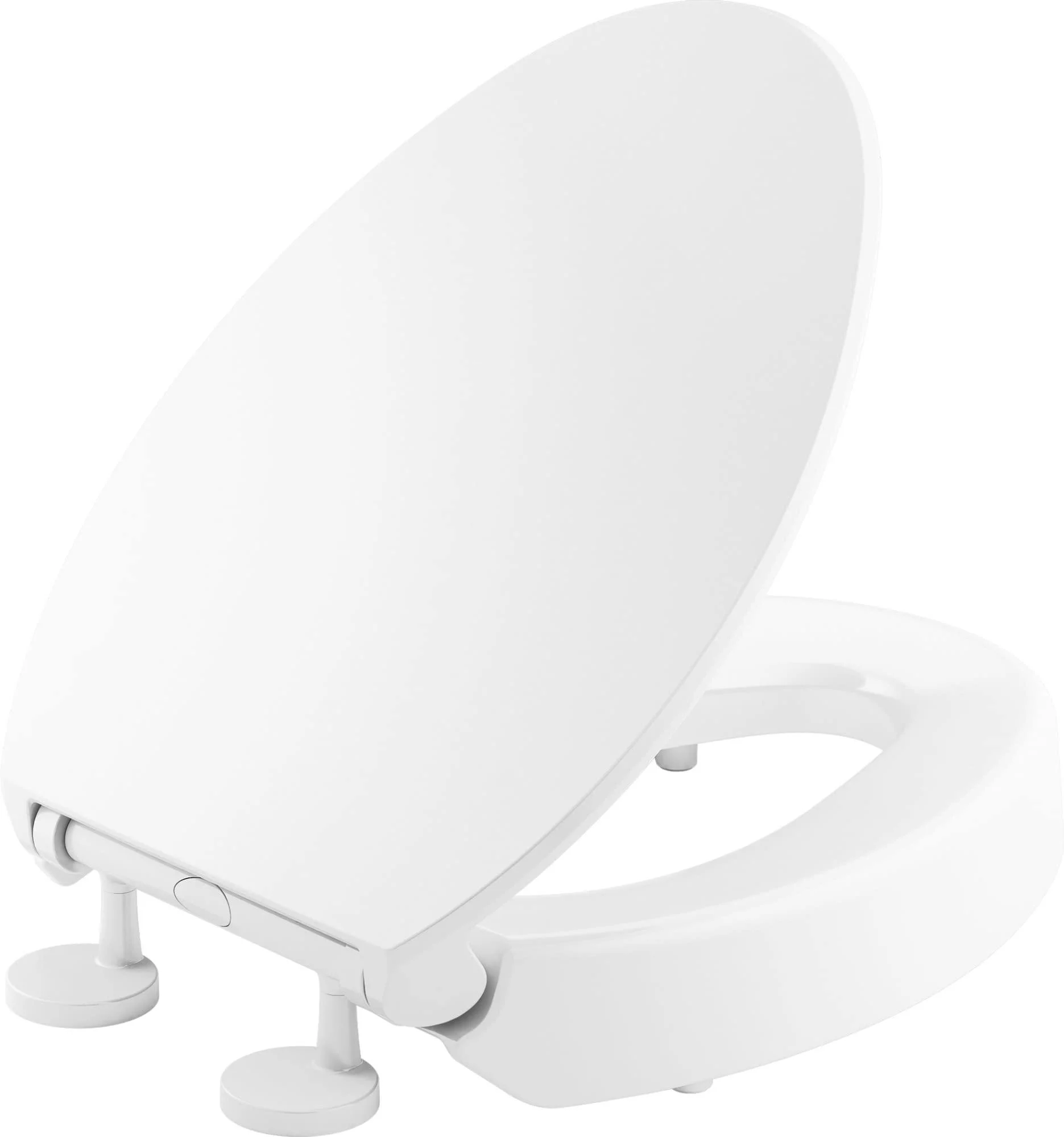KOHLER Hyten Elevated Quiet-Close Elongated toilet seat, White Elongated White