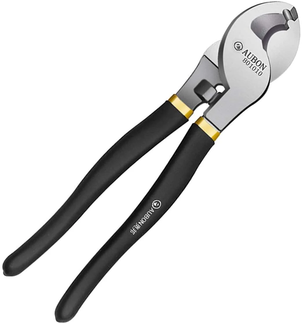 Aubon 10 Inch Wire Cable Cutter Hand Tools Wire Cable Cutting Tools High Hardness Cable Scissors Carbon Steel Material Pliers Excellent Screw Cutter Not for Bicycle Cables 10 Inches