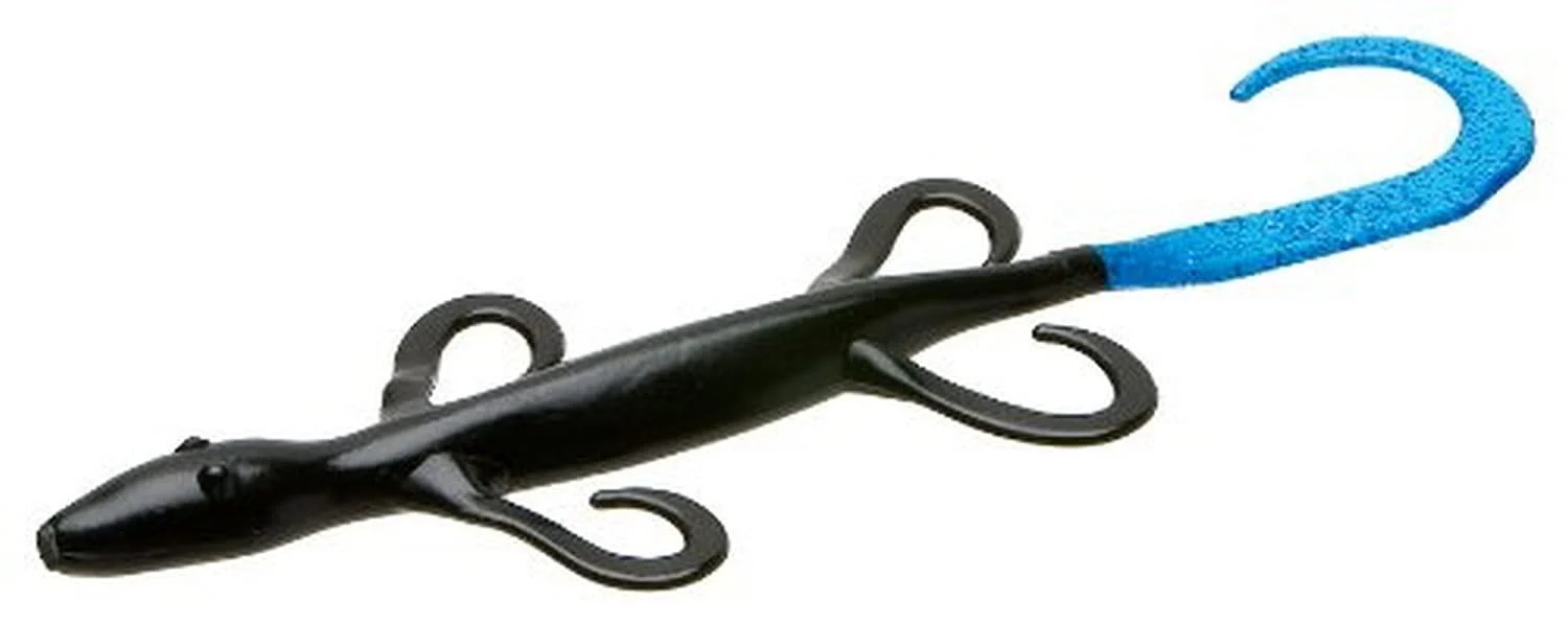 Zoom Bait 6-Inch Lizard Bait-Pack of 9 Black Blue Tail