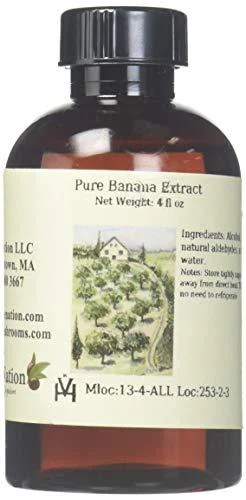 Natural Banana Flavor - Beverages - Breads - Fillings - Sugar Free - Non-GMO - Gluten Free - Kosher - Vegan - 4 oz 4 Fl Oz (Pack of 1)