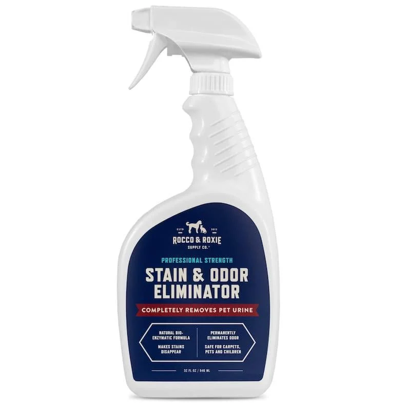 Rocco & Roxie Stain & Odor Eliminator for Strong Odor - Enzyme-Powered Pet Odor Eliminator for Home - Carpet Stain Remover for Cat and Dog Pee - Enzymatic Cat Urine Destroyer - Carpet Cleaner Spray
