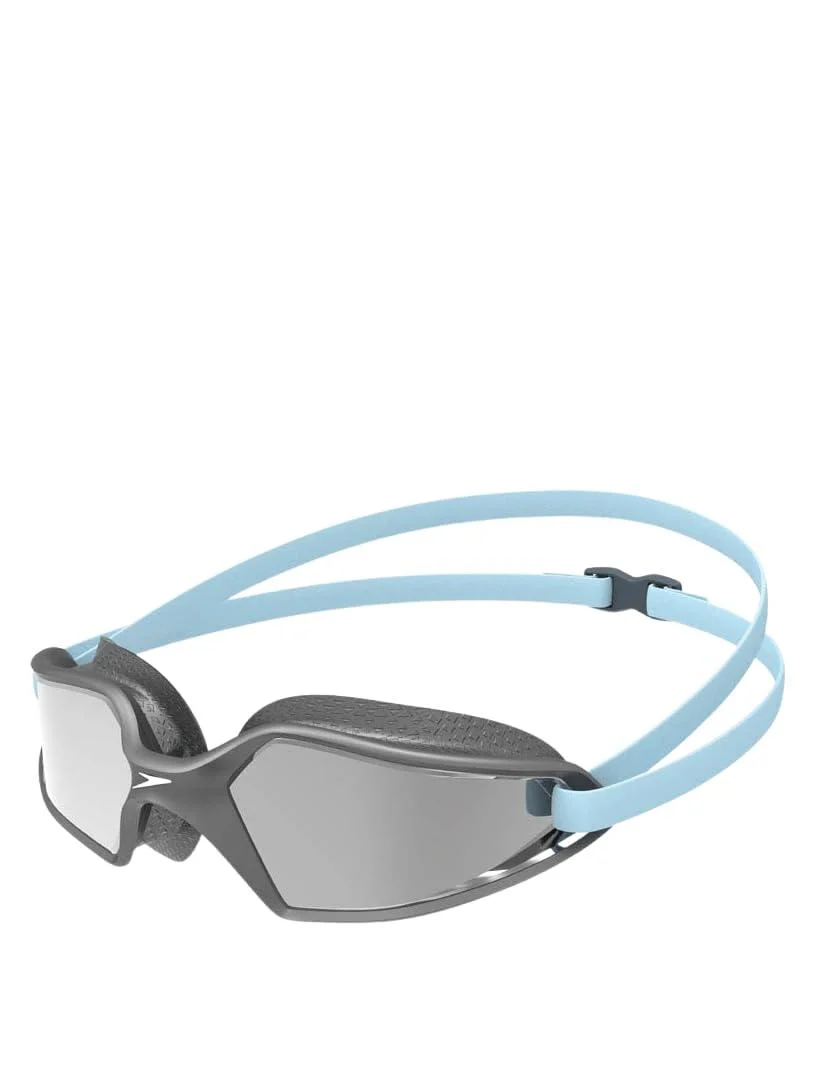 Speedo Hydropulse Mirror Swimming Glasses comfortable fit adjustable design gray and silver adult unisex size unit size ardesia/cool gray/chrome
