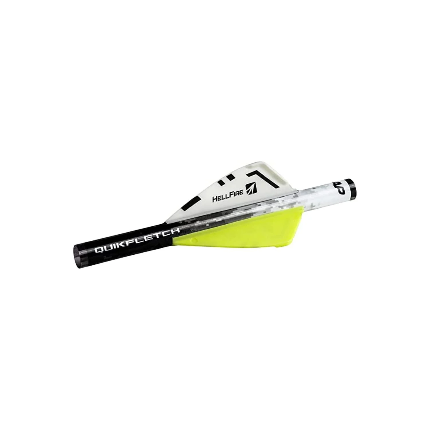 New Archery Products Quikfletch Hellfire Stabilizing Fletching for Increased Accuracy of Compound Bow Arrows & Crossbow Bolts - 6 Pack White/Yellow 2" Vane