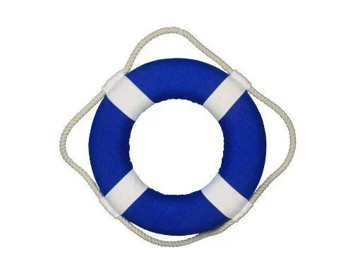 Hampton Nautical Vibrant Blue Lifering with White Bands, 10" Solid Blue 10 inch - Handcrafted Nautical Decor