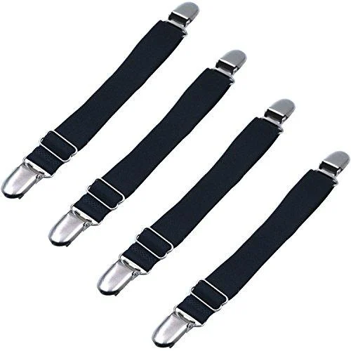 Loosco 4 packs Elastic Adjustable Women's Boot Straps Pant Stirrups with Extra Heavy Sturdy Clip