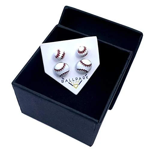 2 pairs of Baseball Stud Earrings (small) - Ballpark Elite