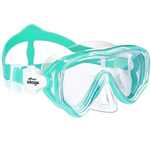 Seago Kids Swim Goggles Snorkel Diving Mask for Youth(5-15), Anti-Fog 180 Clear View Green