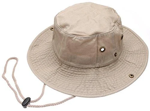 Summer Outdoor Boonie Hunting Fishing Safari Bucket Sun Hat with Adjustable Strap Large-X-Large Khaki