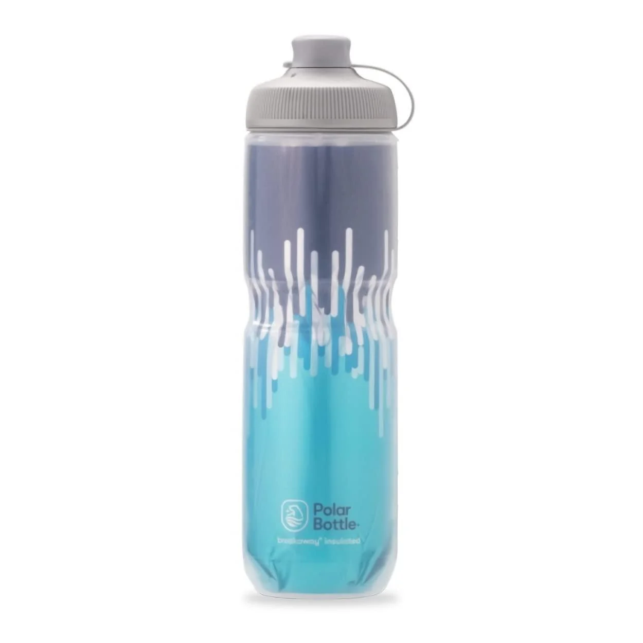 Polar Bottle Breakaway Muck Insulated Mountain Bike Water Bottle - BPA Free, Cycling & Sports Squeeze Bottle with Dust Cover 24 Oz Blue Zipper