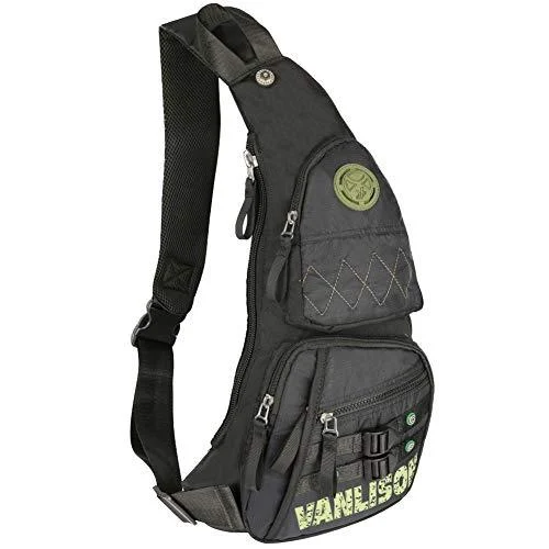 INNTURT Nylon Sling Chest Bag Daypack Bicycle Travel Gym Backpack Stylec-black