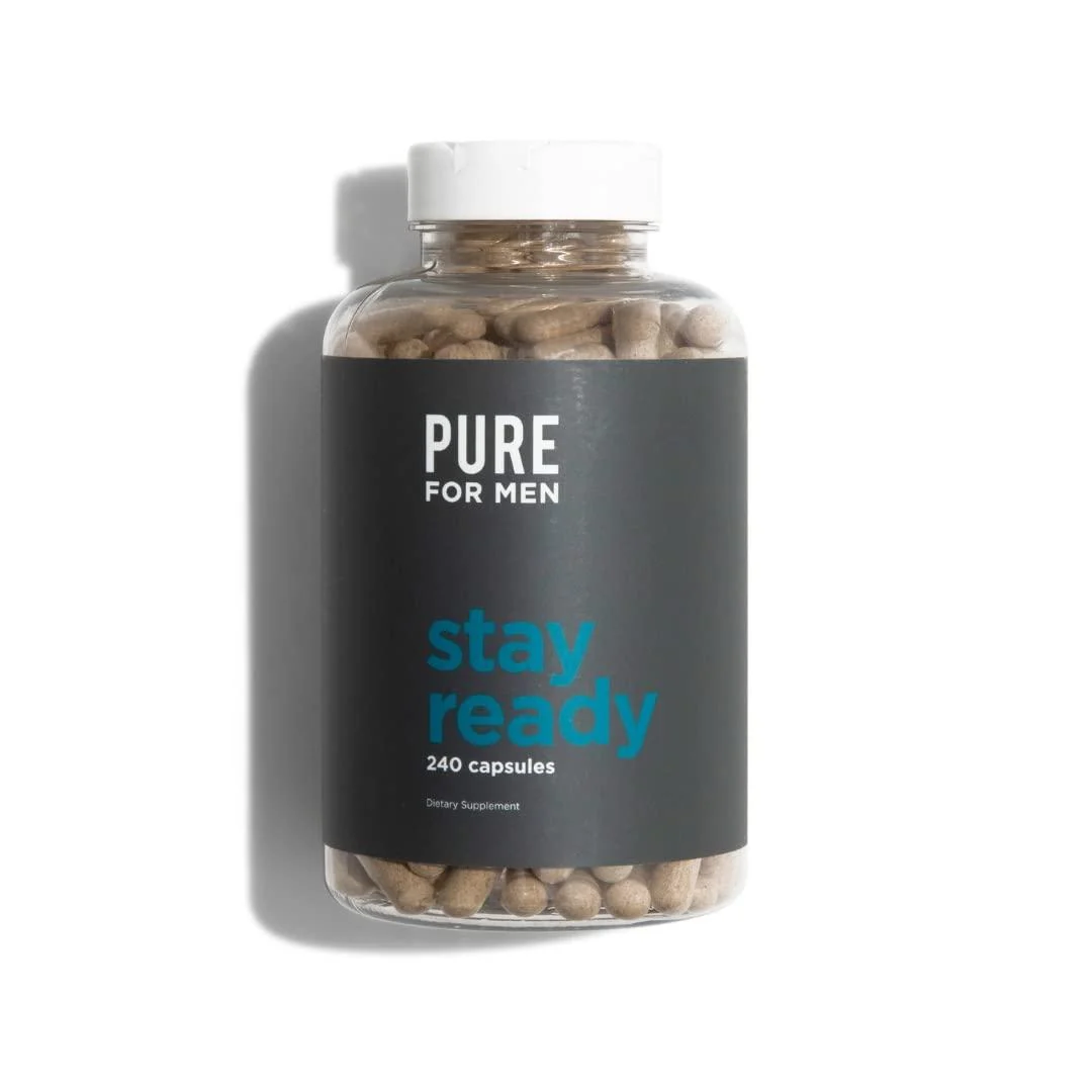 Pure for Men Original Cleanliness Stay Ready Fiber Supplement, 240 Vegan Capsules | Helps Promote Digestive Regularity | Psyllium Husk, Aloe Vera, Chia Seeds, Flaxseeds | Proprietary Formula 240 Count (Pack of 1)
