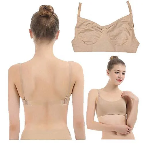 iMucci Professional Beige Clear Back Bra NO Sponge Backless Bra for Ballet Dance Medium Beige