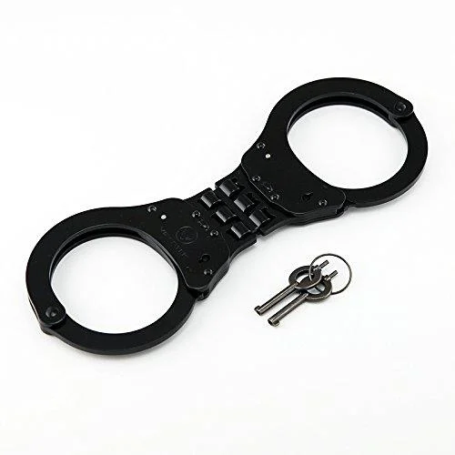 VIPERTEK Heavy Duty Hinged Double Lock Steel Police Edition Professional Grade Handcuffs (Black)