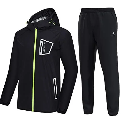 HOTSUIT Sauna Suit Men Anti Rip Boxing Sweat Suits Exercise Workout Jacket Black Jacket & Pants 3X-Large