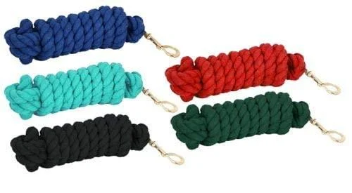 10' Cotton Lead Rope w/Brass Thumb Bolt Snap (Teal)