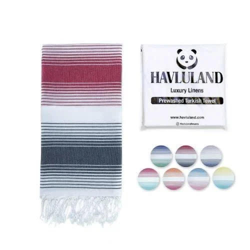 HAVLULAND Turkish Beach Towel 100% Cotton Oversized 71x39 Turkish Bath Towels Sand Free Beach Towels Lightweight Absorbent Quick-Dry Picnic Outdoor Yoga Camping Travel Beach Blanket (Navy/Blue)