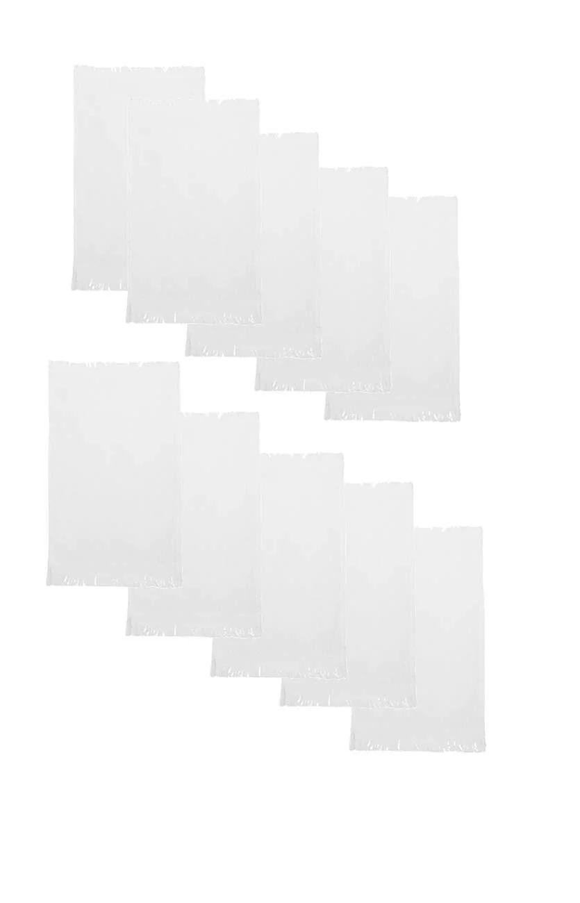 Q-Tees - Fringed Reversible Fingertip Towel, Cotton, Size: 11in W x 18in L (10 Pack) White