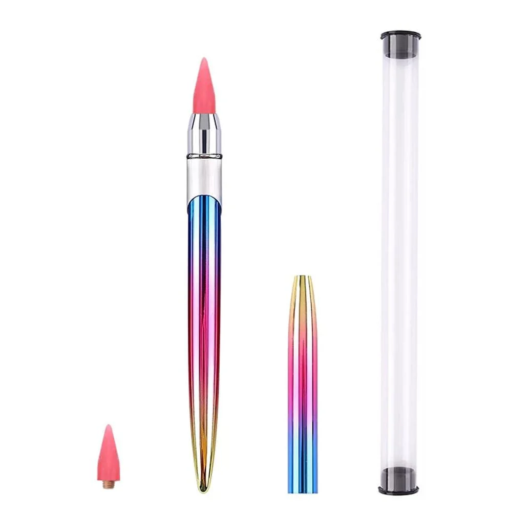 Rhinestone Picker Dotting Pen ForSewian Nail Dotting Tool with a Additional Replaceable Wax Head Rhinestone Pickup Tool for DIY Nail Art (pink)