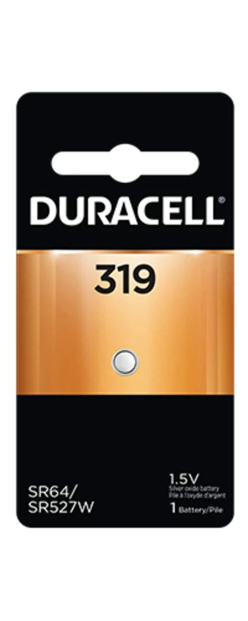 Duracell 319 Silver Oxide Button Battery 1 Count Pack 319 1.5 Volt Battery Long-Lasting for Watches Medical Devices Calculators and More