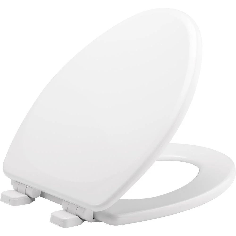 MAYFAIR 1843SLOW 000 Lannon Toilet Seat will Slow Close and Never Loosen, ELONGATED, Durable Enameled Wood, White 1 Pack Elongated