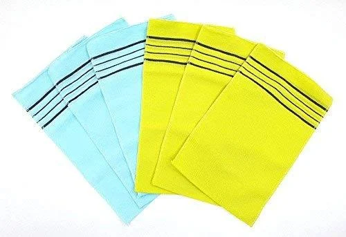 Olivia tree Korea Italy Towel Bath Towel Gloves X-Large Size Color: Light blue / yellow (6pack)
