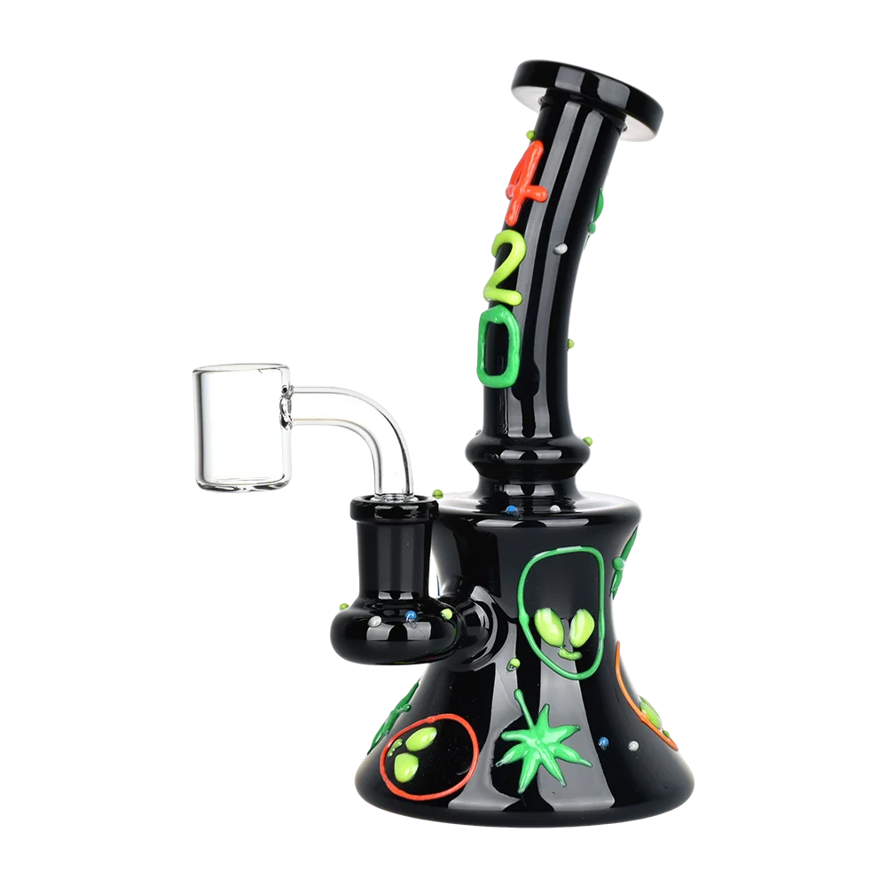 420 Alien Glow In The Dark Glass Dab Rig | 6.5" | 14mm F - New