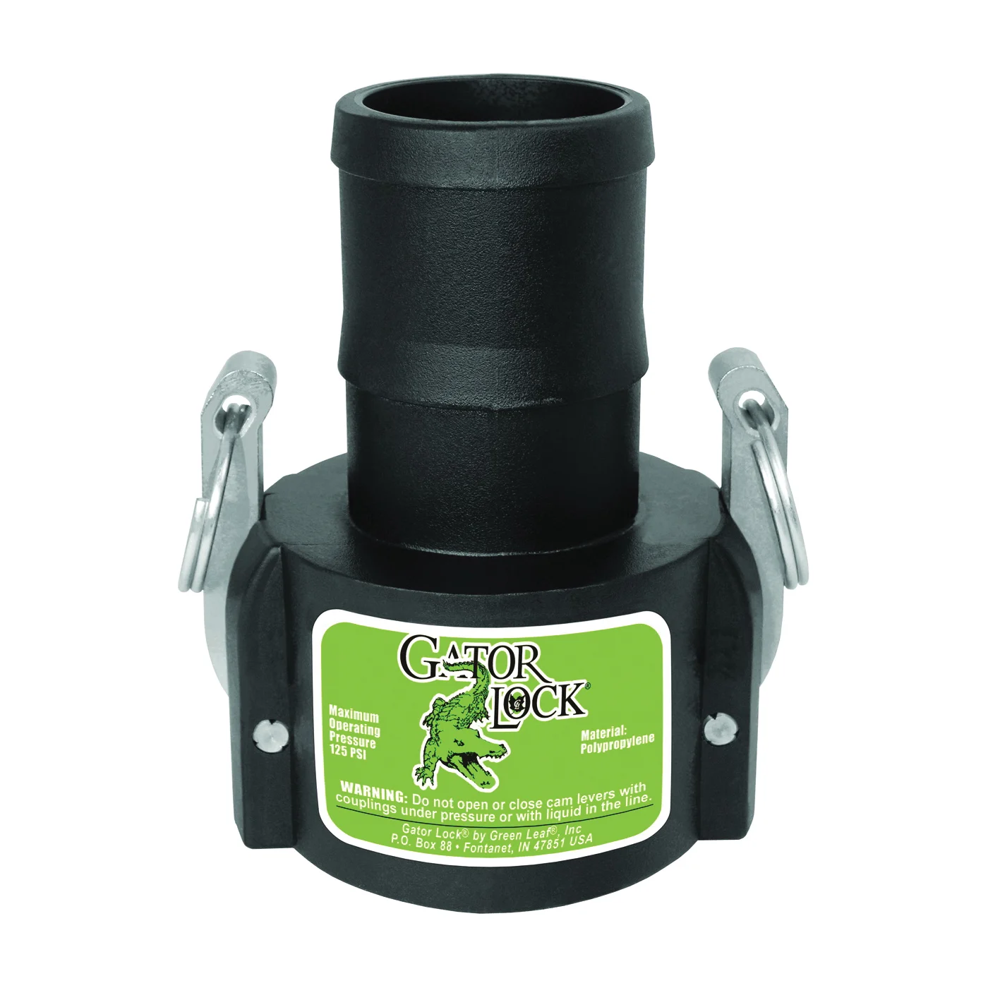 GLP200CNL Cam Lever Coupling, 2 in, Female x Hose Barb, Glass Filled Polypropylene - Green Leaf