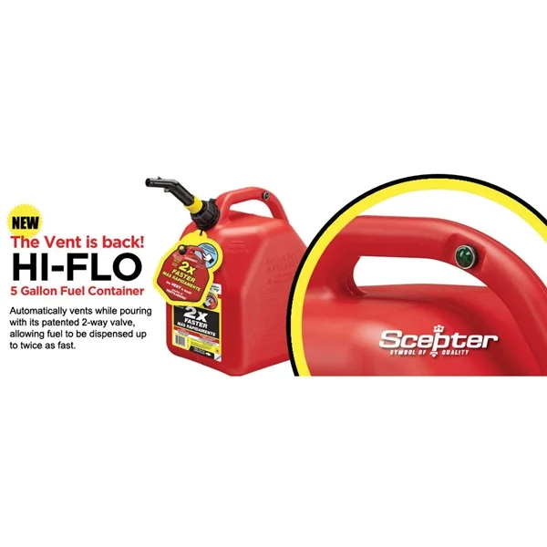 Flo n' go FG4G111 Gas Can, 1 gal Capacity, Polypropylene, Red - Scepter