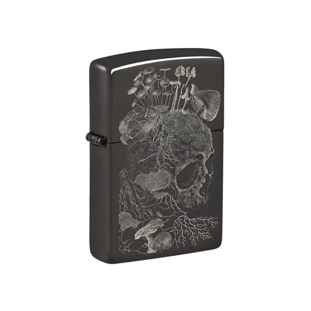 Zippo Lighter Skull with Mushrooms High Polish Black - Lucas Lighters, LLC